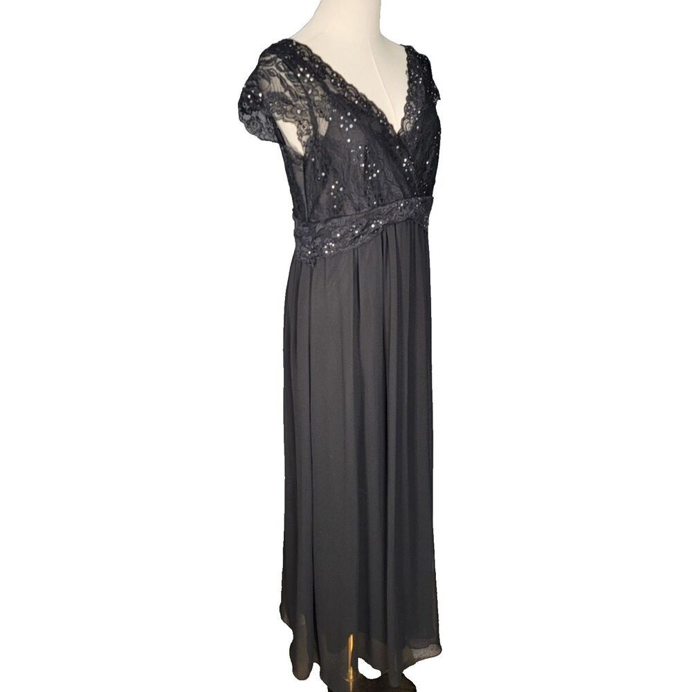 Signature Size 10 by Robbie Bee Black Chiffon Lace Maxi Dress *read* - Picture 11 of 16